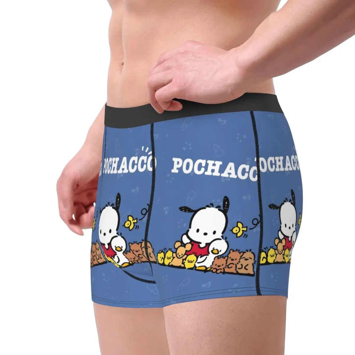 맞춤형 남성 패션 Pochacco 귀여운 만화 속옷 내 멜로디 패턴 복서 팬티 통기성 반바지 팬티 속옷