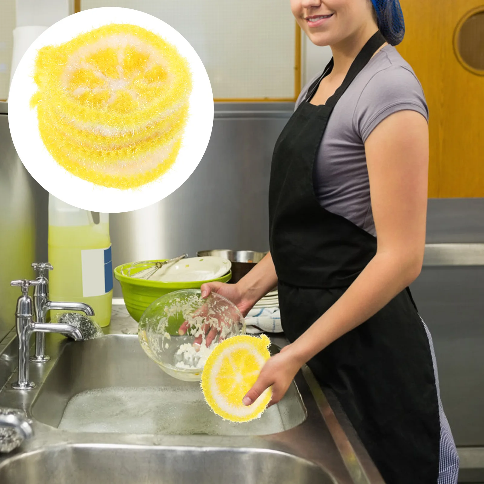 

4pcs Lemon Shaped Dish Cloths Kitchen Cleaning Pads Multi Purpose Soft Hand Cloths Fruit Shape Dish Towel Grease Removing For