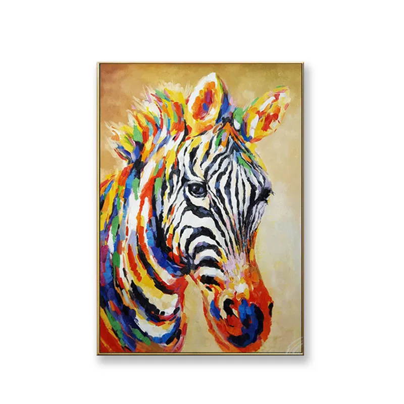 

Modern Abstract Animal Zebra Wall Picture For Indoor Decoration Hand Drawn Canvas Oil Painting Light luxury artistic conception