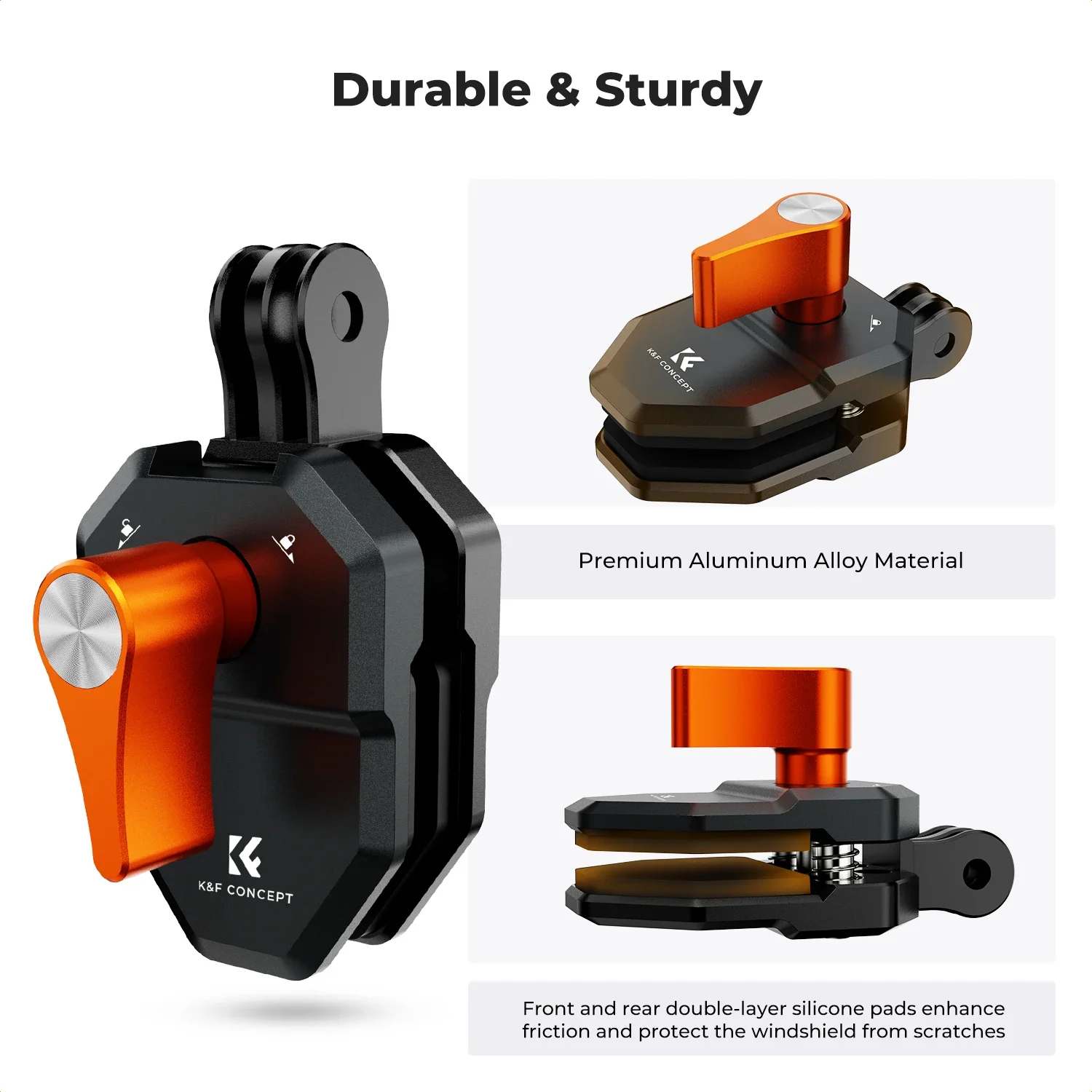 K&F CONCEPT Windshield Clamp for GoPro HERO 13/12/11/10 Motorcycle Camera Mount for DJI Osmo Action 5/4/3 Insta360 X5/X4 Ace Pro
