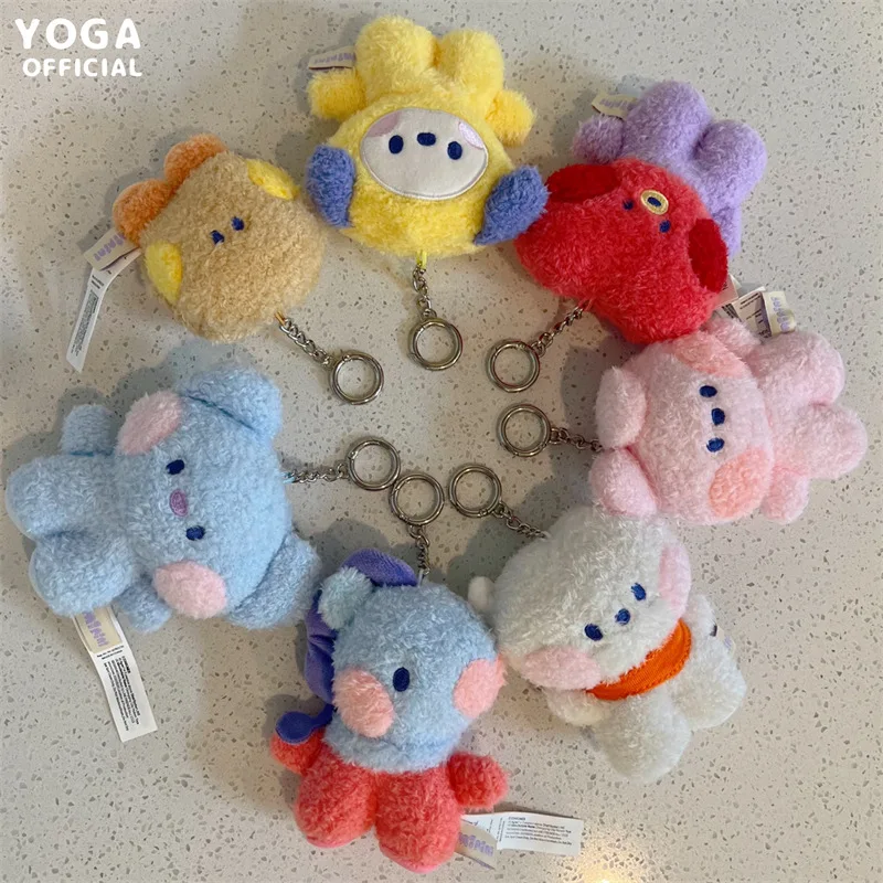 Kawaii BT21 Small Animal Mini Plush Doll Cartoon Bag Ornament Gift Doll Pendant Plush Keychain Birthday Gift