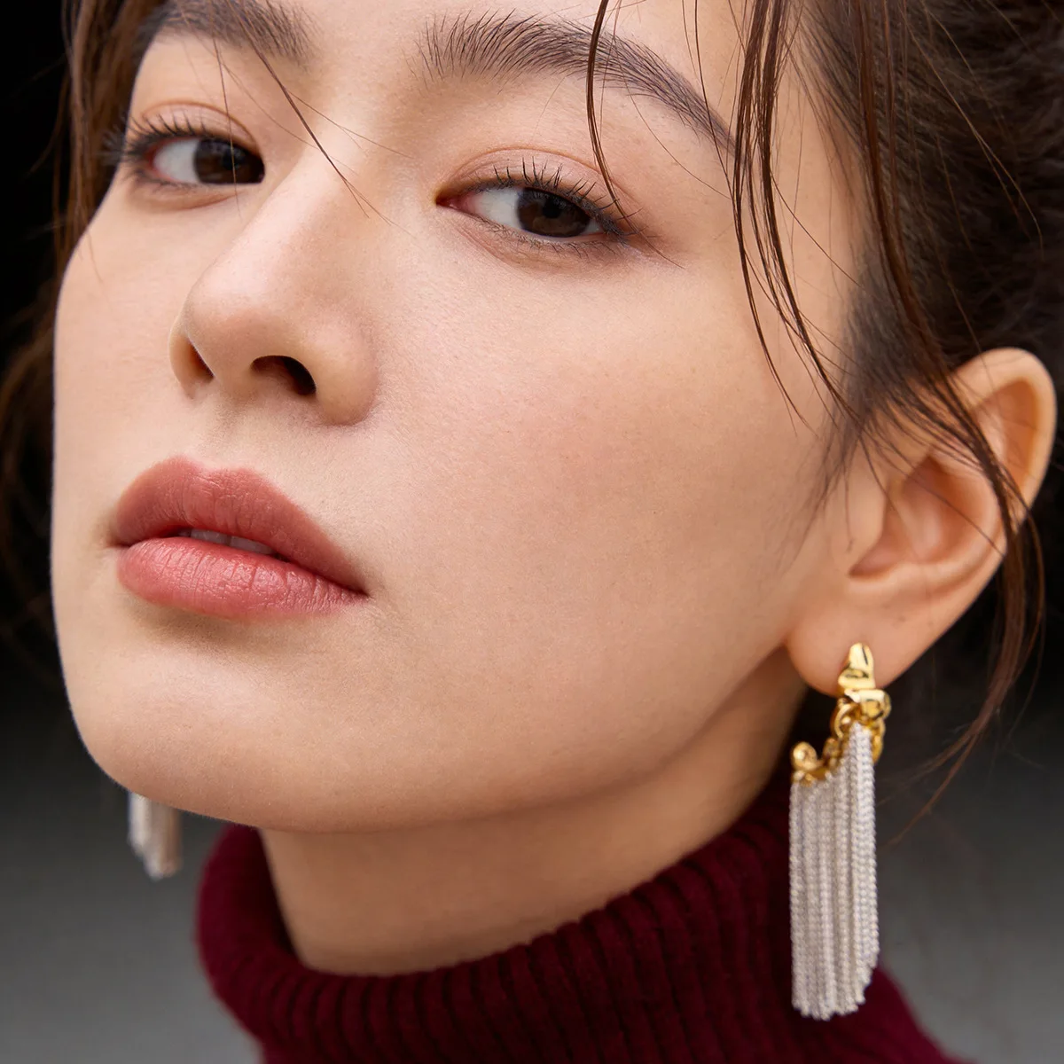 Geometric Chain Tassel Earrings for Women Minimalist Metal Contrast Color Unique Lightweight Daily Statement Jewelry