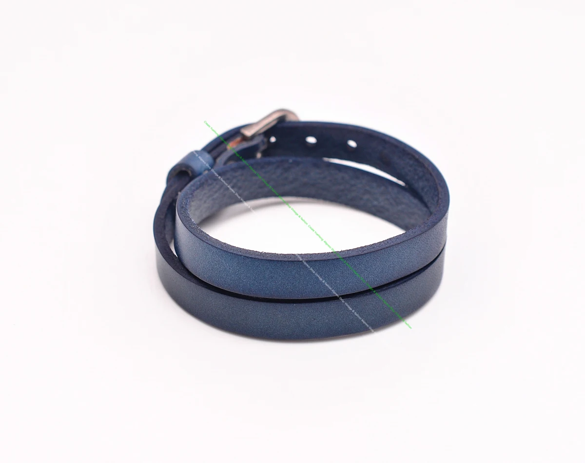 G558 Black Surfer Classic Men 2 Wrap Cowhide Genuine Leather Bracelet Cuff Wristband Pin Buckle  Closure