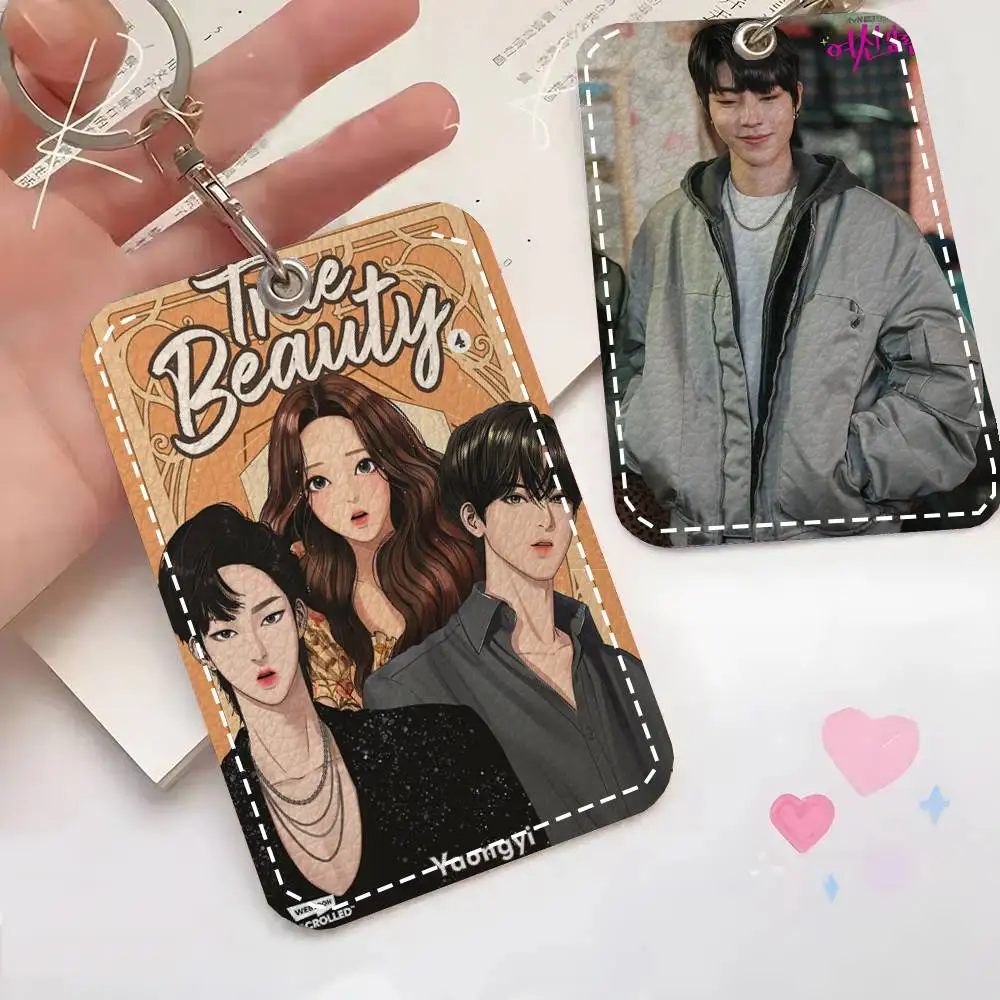 Korean Tv True Beauty Card Wallet With Keychain Fashion Print Bank Card Protective Holder