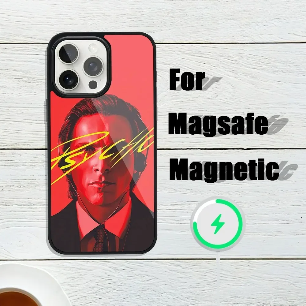 Film P-Patrick Batemans P-Psycho Phone Case For iphone 13 Plus 12 14 Mini 11 Max 15 Pro Magsafe Magnetic Wireless Charging Shell