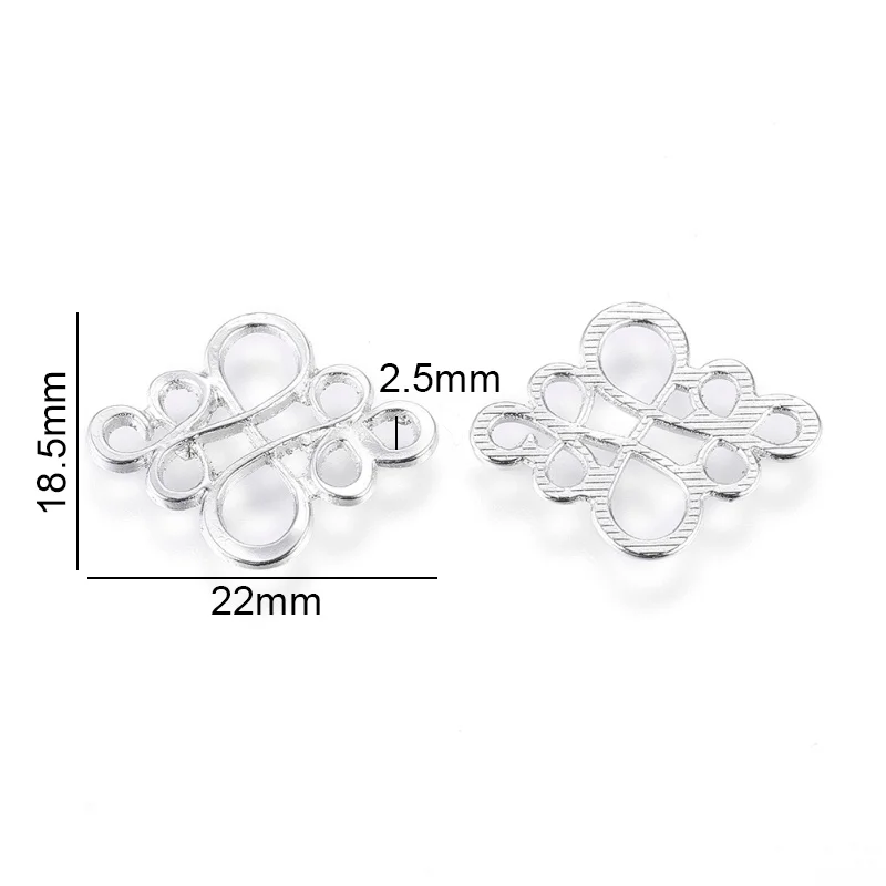 NBEADS 50 sztuk moda tybetański styl linki złącza chiński węzeł czerwona miedź 22x18.5x1mm biżuteria naszyjnik DIY Making