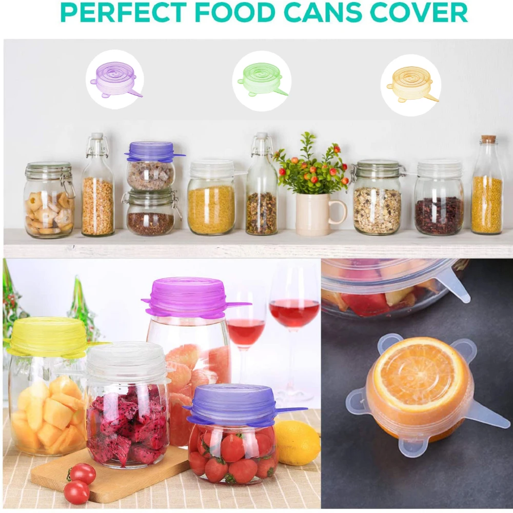 

18 шт. в упаковке, небольшие силиконовые банки без бисфенола А, гибкие герметичные крышки для йогурта/обычных каменных банок с широким горлом/банки для пива с содовой