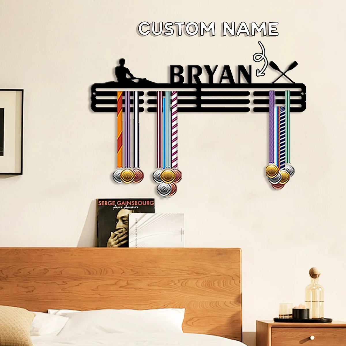 1Pc Custom kayak Metal Medal Holder,Home Room Wall Decor,Sports Records Award Storge,Ideal Birthday Wedding Match Gift