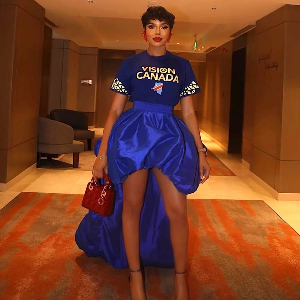 

Unique Satin Long Women Summer Skirts High Low Puffy Taffeta A Line Prom Party Skirts Fashion Female Celebrity Skirts