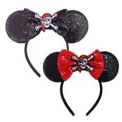 Skull Crossbones Pirate Mickey Mouse Headband Bat Pumpkin Bow Halloween  Ears Hairband Festival Party Cosplay Hair Accessories