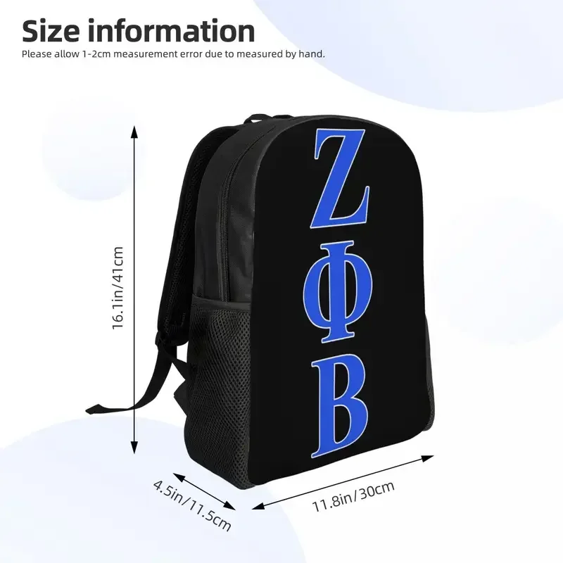 حقيبة ظهر Zeta Phi Beta بطباعة ثلاثية الأبعاد للبنين والبنات حقائب سفر مدرسية للكلية للنساء والرجال حقيبة كتب تناسب كمبيوتر محمول مقاس 15 بوصة MN1