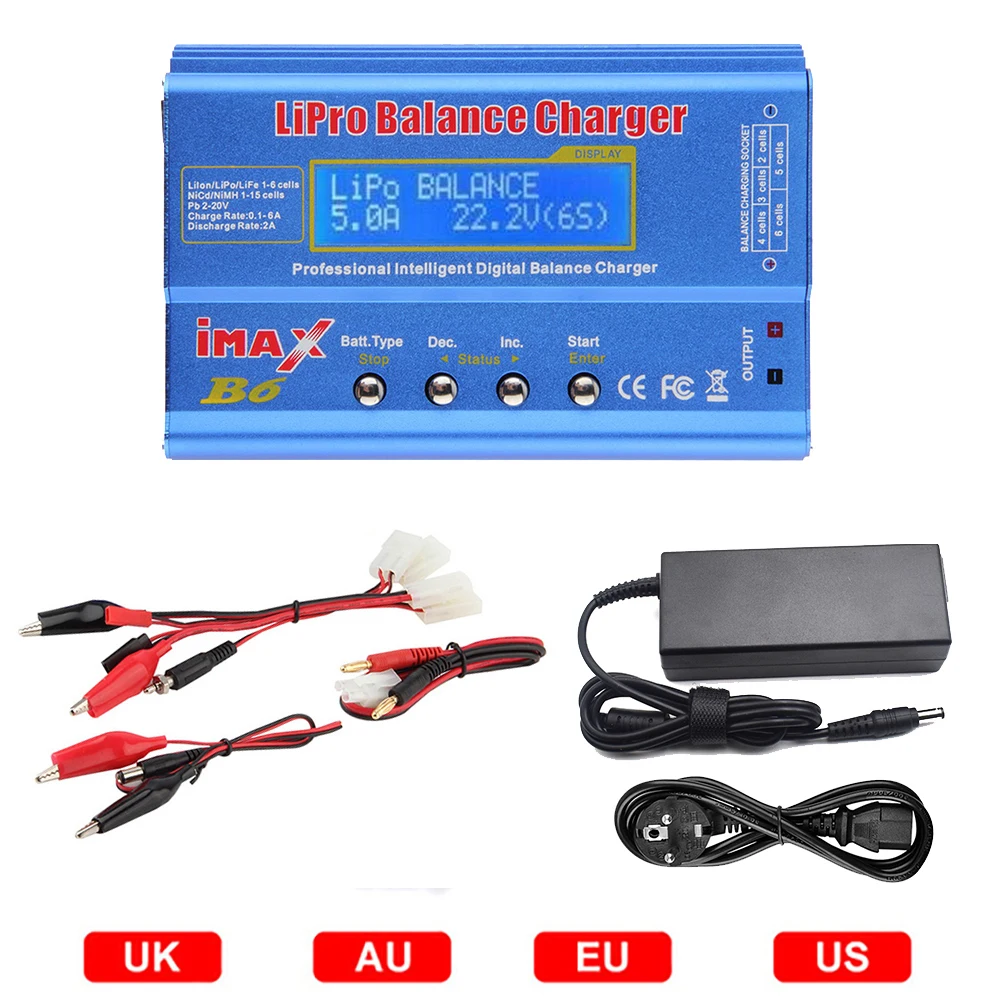 

IMAX B6 80W Digital RC Lipo NiMh Battery Balance Charger AC Power 12V 5A EU US UK AU Adapter Li-Fe/Li-lon/Ni-Cd Battery Charger