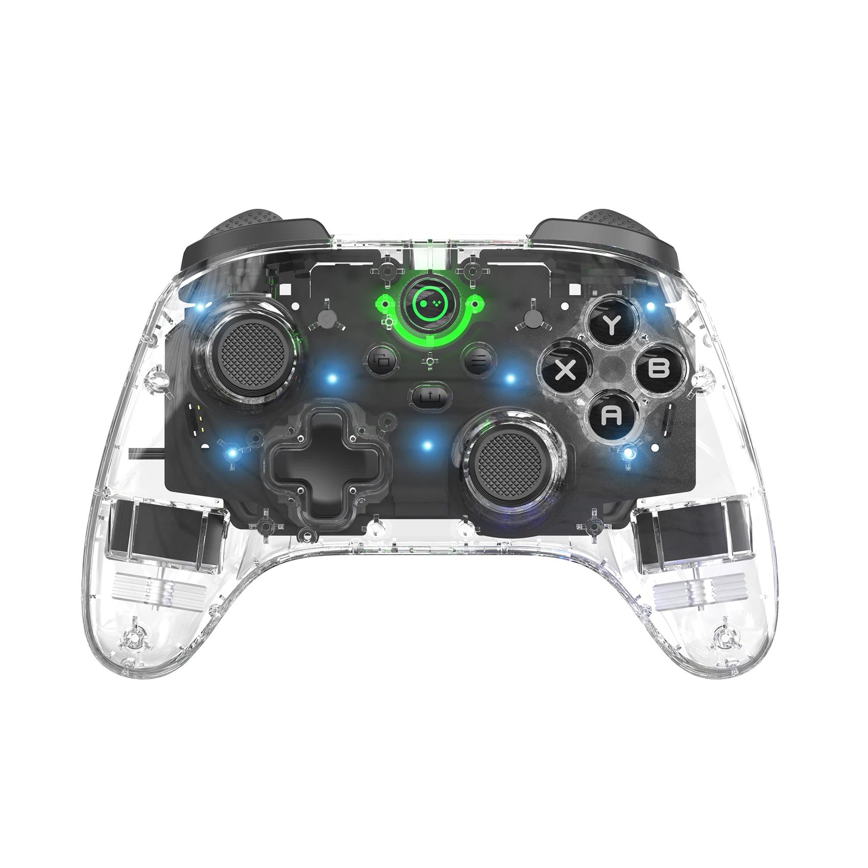 

LinYuvo Wireless Controller for Switch/PC/IOS/Android/Tesla Car,with Vibration, Motion,Turbo,Metal Joystick and LED Transparent