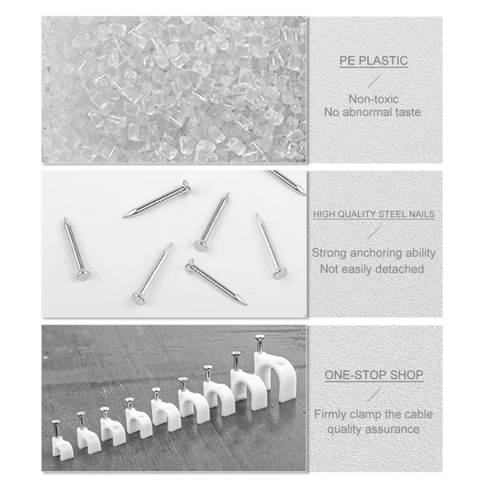100PCS 4/6/10/16mm Circle Nail Clip Wire Clamp Line Buckle Fixing White Round Steel Nail Wall Hanging Screw Cable Clips