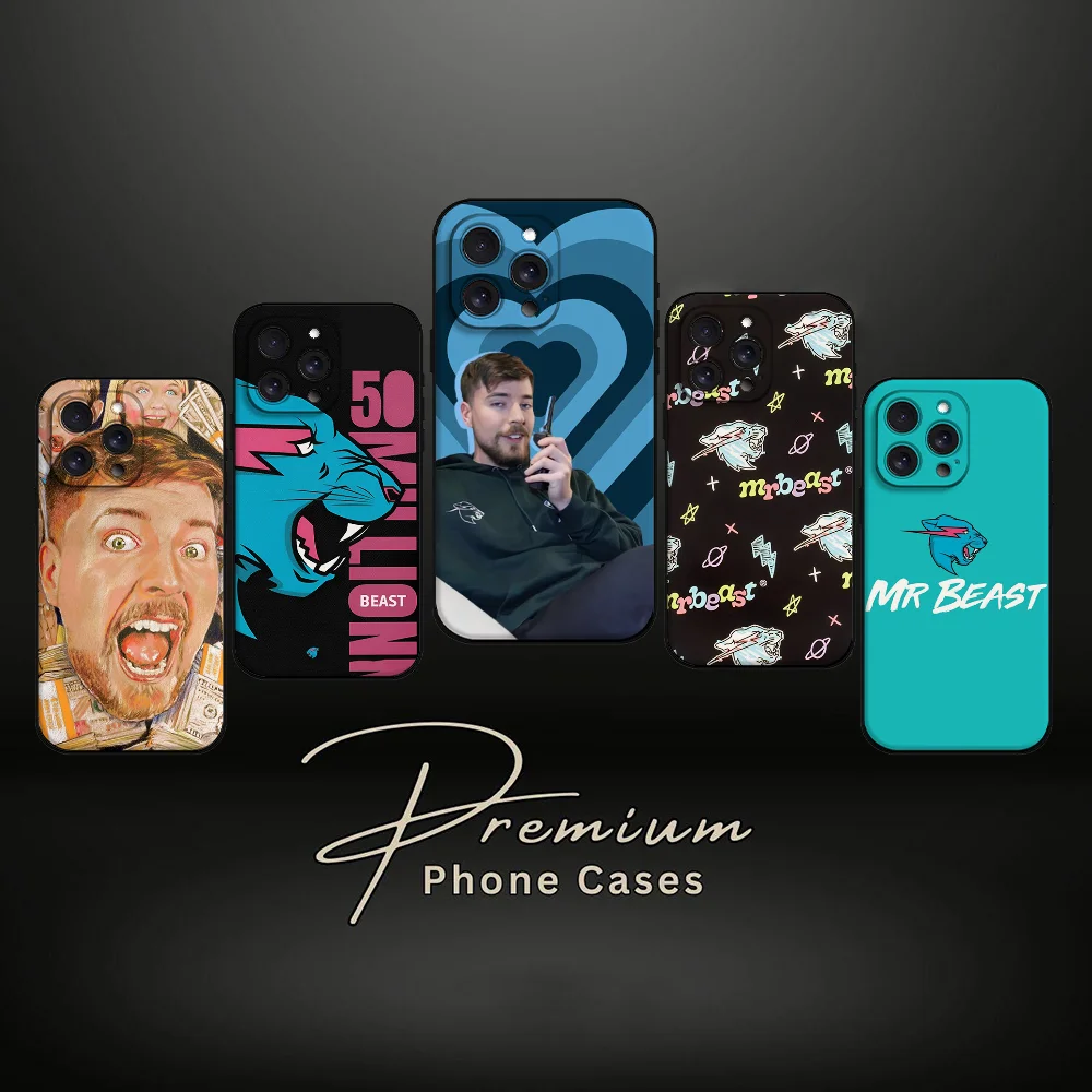 G-Game Blogger M-MrBeast funda de teléfono para Iphone 16 15 11 13 14 Pro Max 7 8 Plus X Xr Xs Max 12mini funda negra