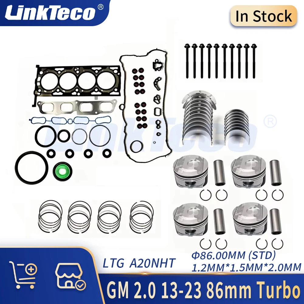 Прокладка головки блока цилиндров двигателя, поршень и комплект подшипников колец, подходит для 2,0 T LTG A20NHT 13-24 GAS для CADILLAC ATS CHEVROLET OPEL INSIGNIA