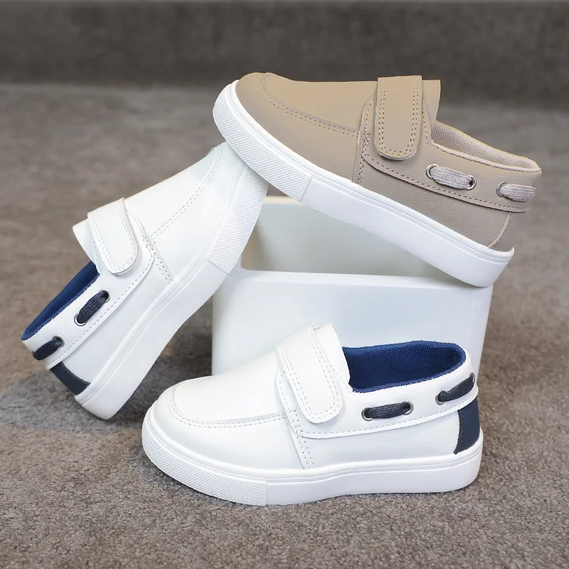 

Модная повседневная обувь для девочек, осень 2023, новая детская кожаная обувь, простые универсальные лоферы для мальчиков, удобные нескользящие детские кроссовки