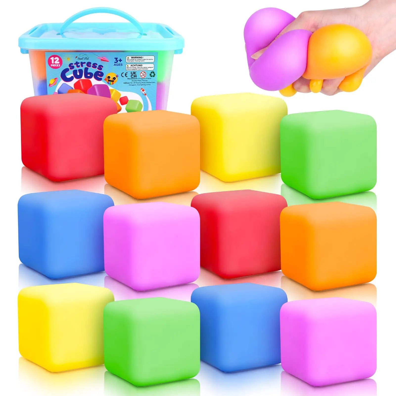 Stress Cube Fidget Toy for Kid,Squeeze Stress Ball Toy per l'ansia, Squishy Ball giocattolo sensoriale per Kid Adult Classroom Office Party