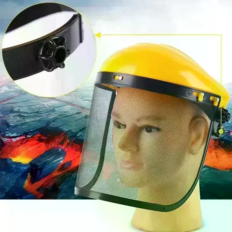 Grass Trimmer Weed Wacker Safety Helmet Hat With Full Face Mesh Mask For Logging Brush Cutter Forestry Protection Garden