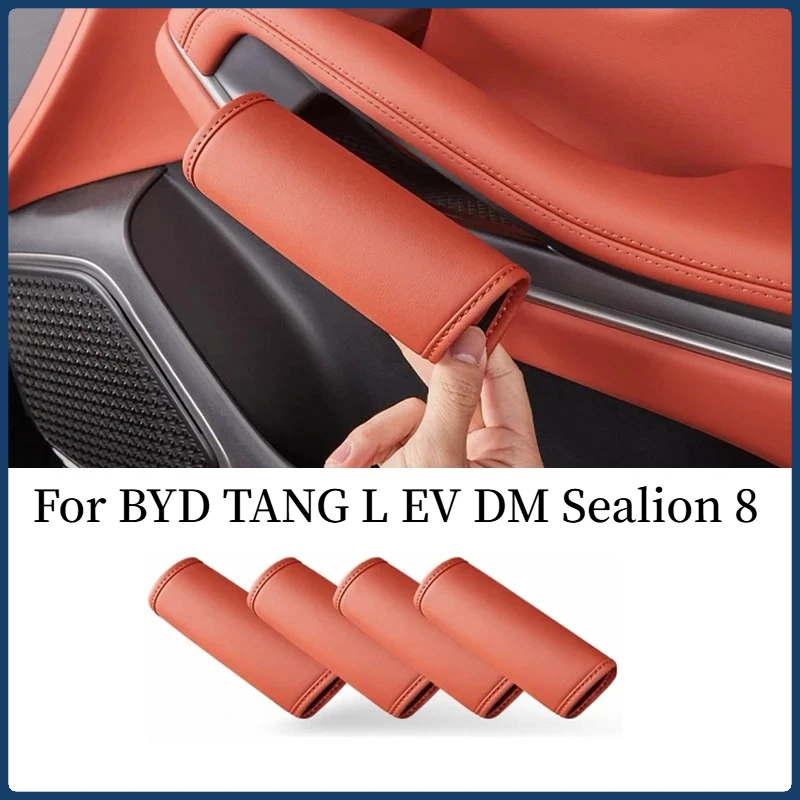 Car Door Handle Leather Protector Cover For BYD TANG L EV DM Sealion 8 2025 2026 Wear Resistant Exterior Decoration Accessories
