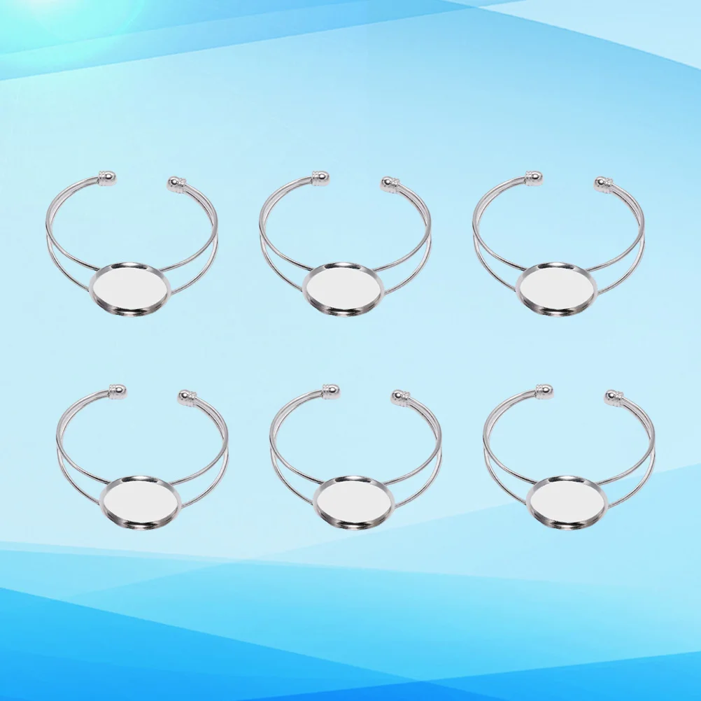 

6pcs 18Mm Round Copper Bracelet Base Tray For Diy Jewelry Making Resin Craft Pendant Holder Oval Glass Cabochon Setting