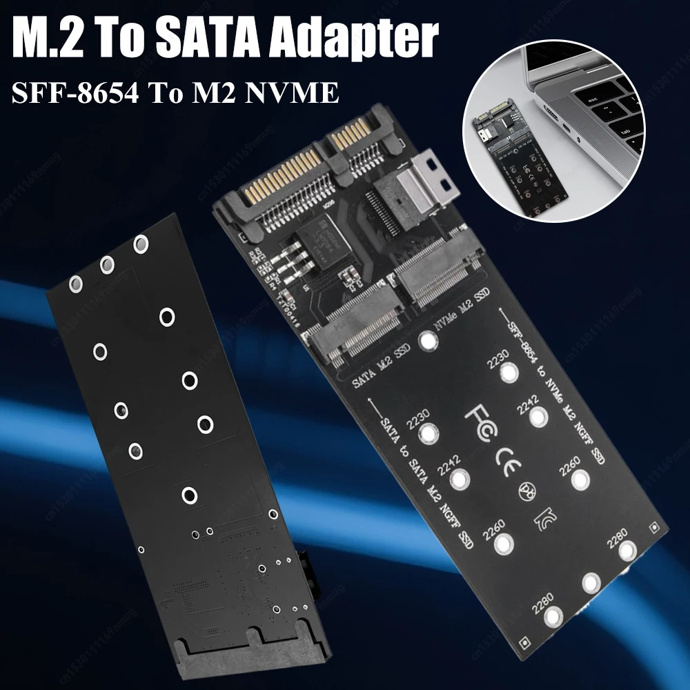 

M.2 To SATA Adapter SFF-8654 To M2 NVME SSD Converter 2 in 1 Combo Adapter Converter Riser Board for Computer Mainboard
