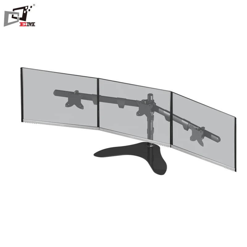 Swivel 150 Degree Adjustable Studio Triple Monitor Stand for 30 Inch Screens Professional Desktop Triple Display Mount Base