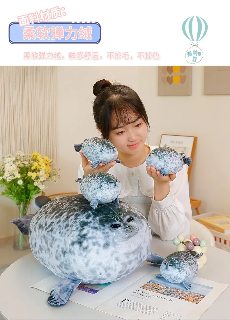 

Chubby 3D Family Blob Seal Plush Toy, Soft Sea Lion Throw Pillow Gifts for Kids & Adults