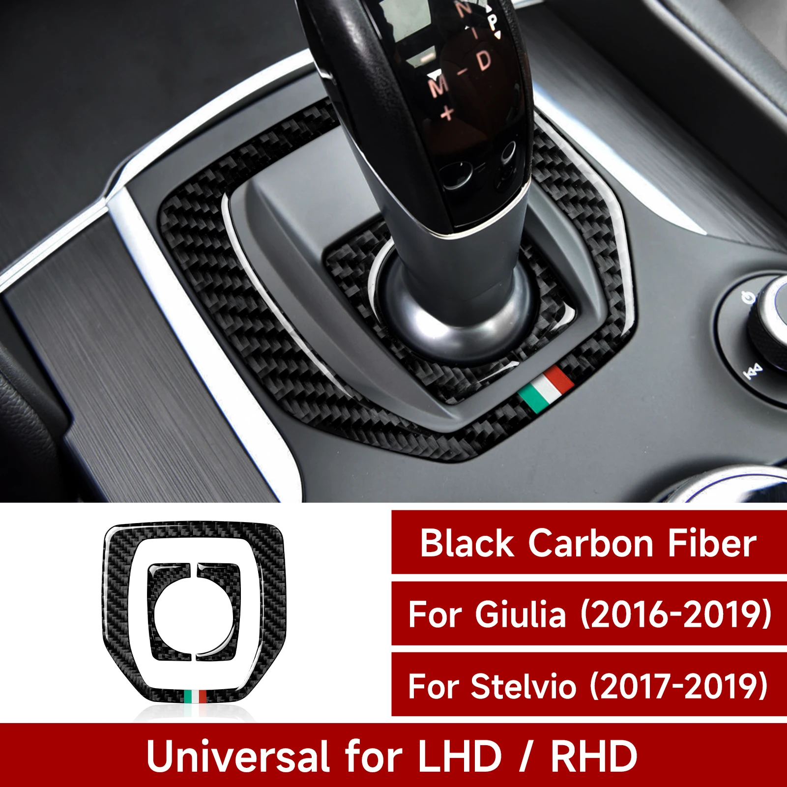 For Alfa Romeo Giulia 952/Stelvio 949 2016-2019 Carbon Fiber Interior Stickers, Car Center Console Gear Shift Panel Accessories