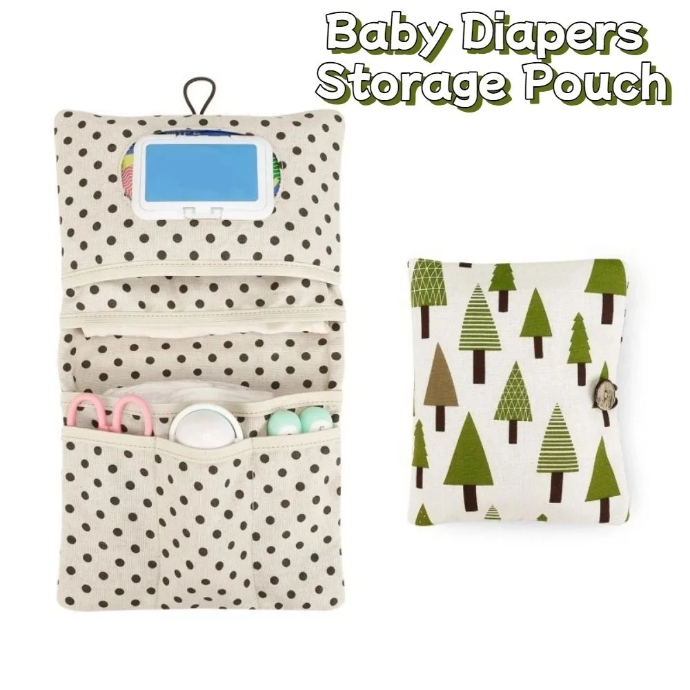 Cartoon Pattern Baby Diapers Storage Pouch Portable Foldable Stroller Storage Bags Multi-Compartment Reusable