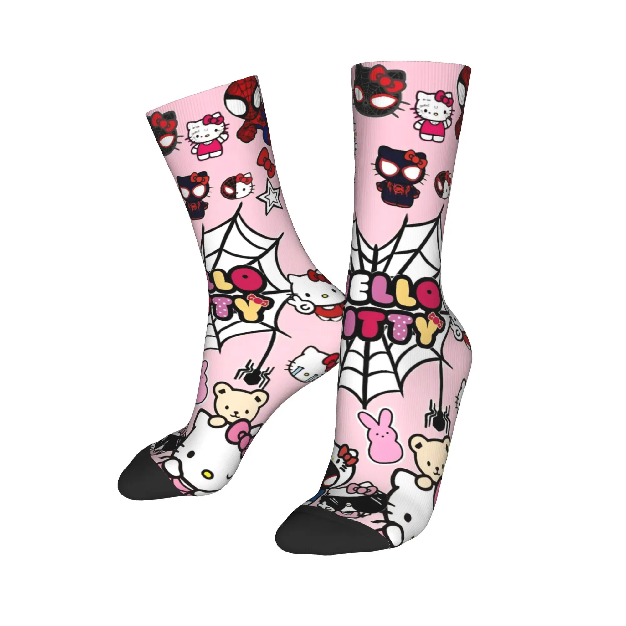 

Модные футбольные носки Hello Kitty Batmans Love, полиэстеровые носки для подруги и бойфренда для женщин и мужчин, нескользящие