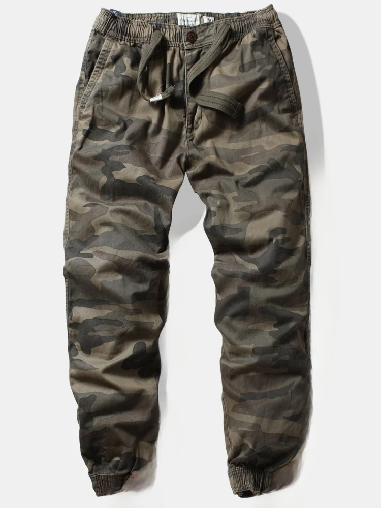 

American Retro Camouflage Work Pants Loose Straight Leg Trousers Outdoor Leisure Cuffed Youthful Sle Cotton Non-Stretch