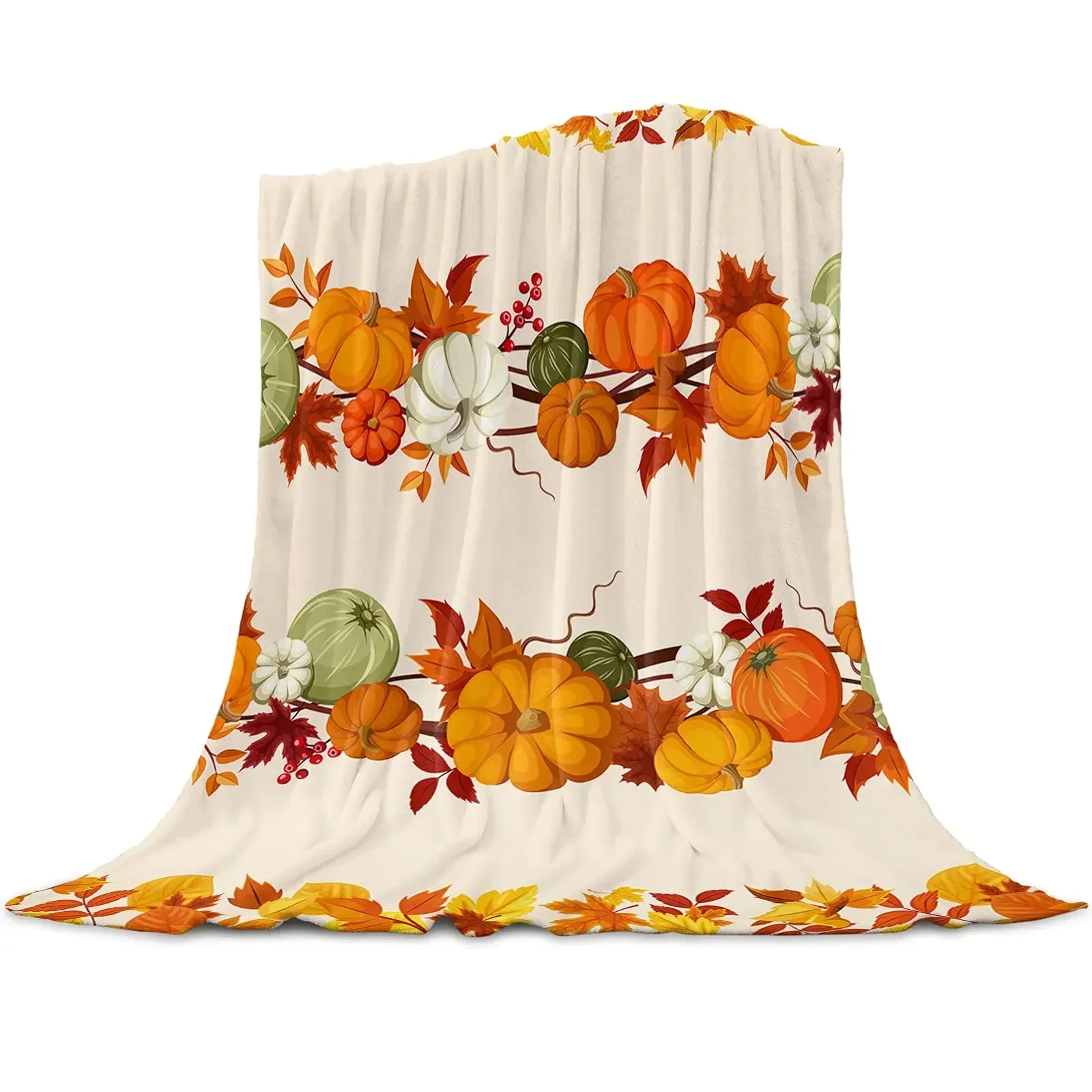 Halloween Throw Blanket Lantern Pumpkins with for Sofa Bed Couch Chair or Dorm Super Soft Lightweight King Queen Size Candy Corn