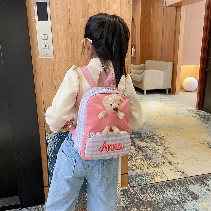 Personalized Name Cartoon Cute Little Bear Children's Bag Casual Children's Backpack Fashionable  Kindergarten Small Backpack