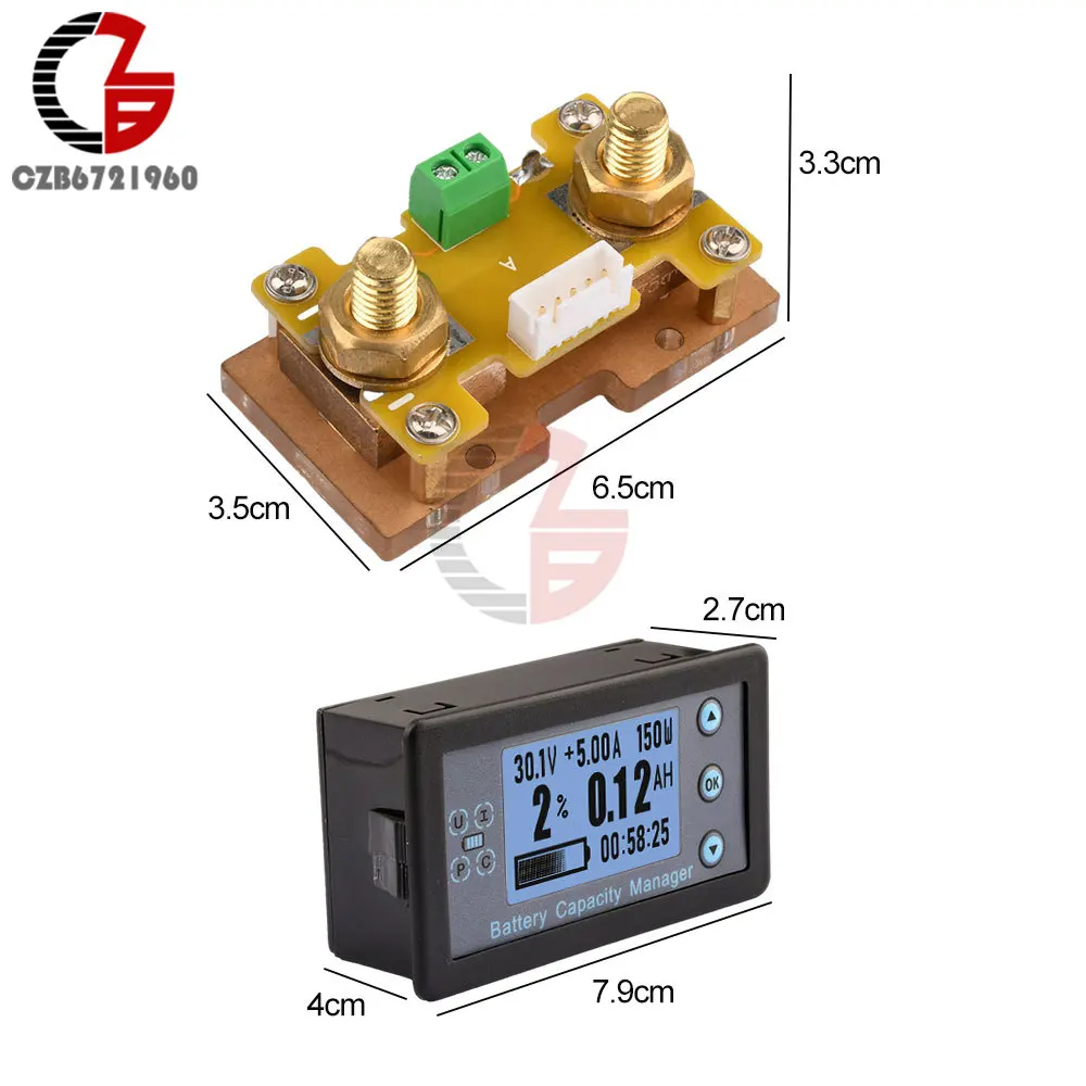 Va9210 High-precision LCD Voltage Current Capacity Meter Electric Vehicle RV Battery Coulomb Meter DC 8-100V 100A 200A 300A 500A