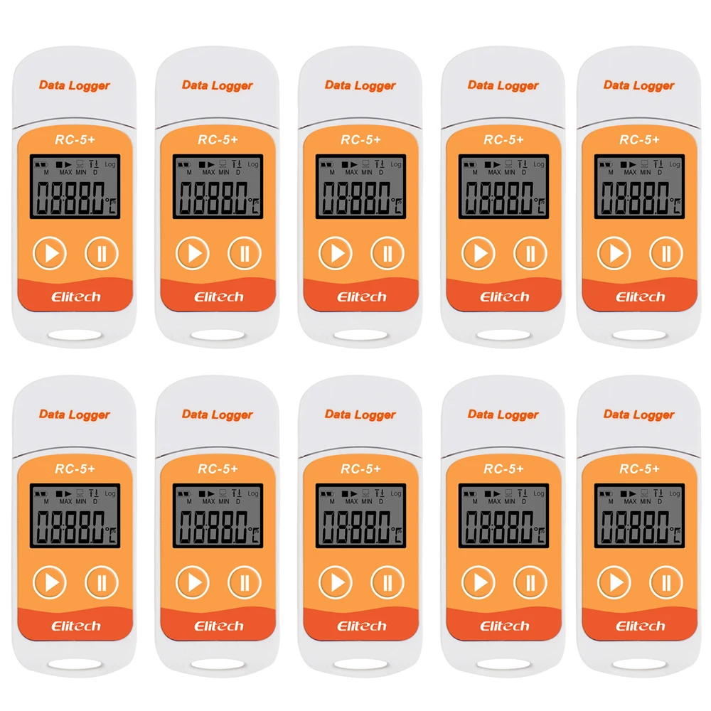 5/10 Uds RC-5 + registrador de datos registrador de datos de temperatura USB registrador de temperatura PDF registrador de capacidad de 32000 puntos para cadena de frío de almacén