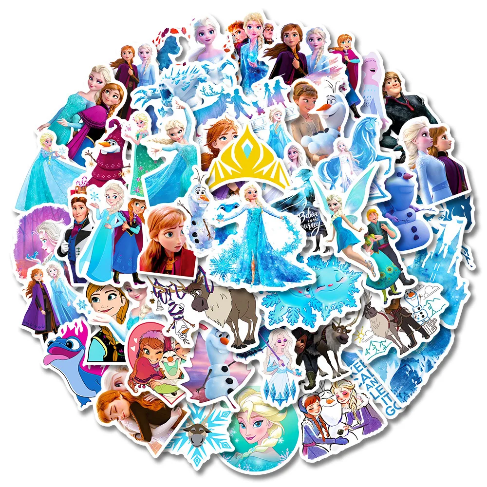 10/30/50pcs Disney Frozen Elsa Anna Princess Stickers Kawaii Girls Cartoon Decals DIY Bike Laptop Car Vinyl Sticker for Kids Toy