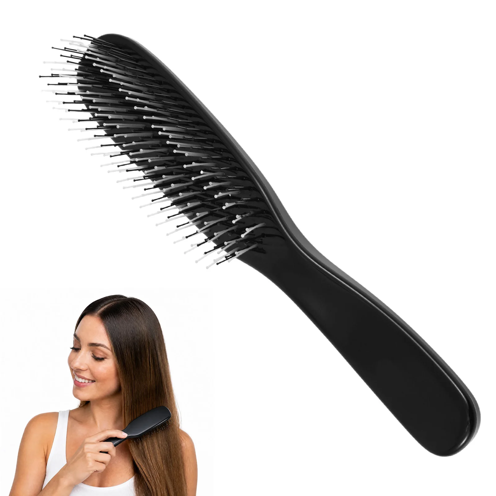 1Pc Bristle Hair Brush Dry Wet Dual Use Hair Comb Multipurpose Lightweight Scalp Massage Comb for Straight/Curly Hair Daily Care