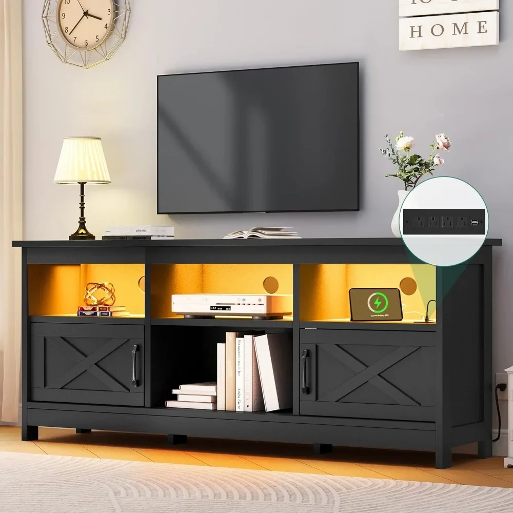 Farmhouse TV Stand, 59 Inch TV Stand for up to 65