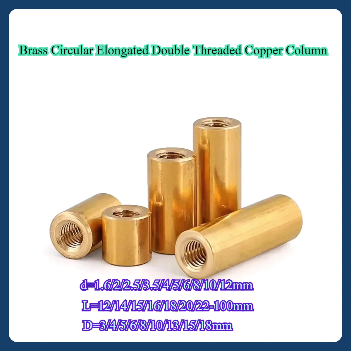 

Brass Circular Elongated Double Threaded Copper Column With Solid Two Threaded Isolation Column In The Middle M1.6M2M3M4M5M6M8