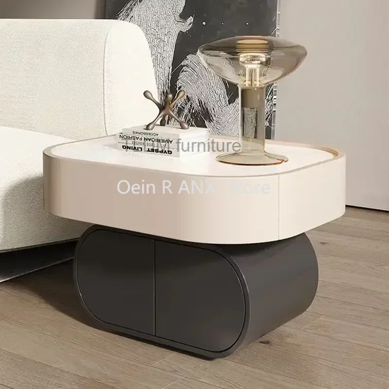 2022 Table Bedside Luxury Light New Round Solid Wood Rock White Modern Black Bedside Table Luxury Criado Mudo Home Furniture