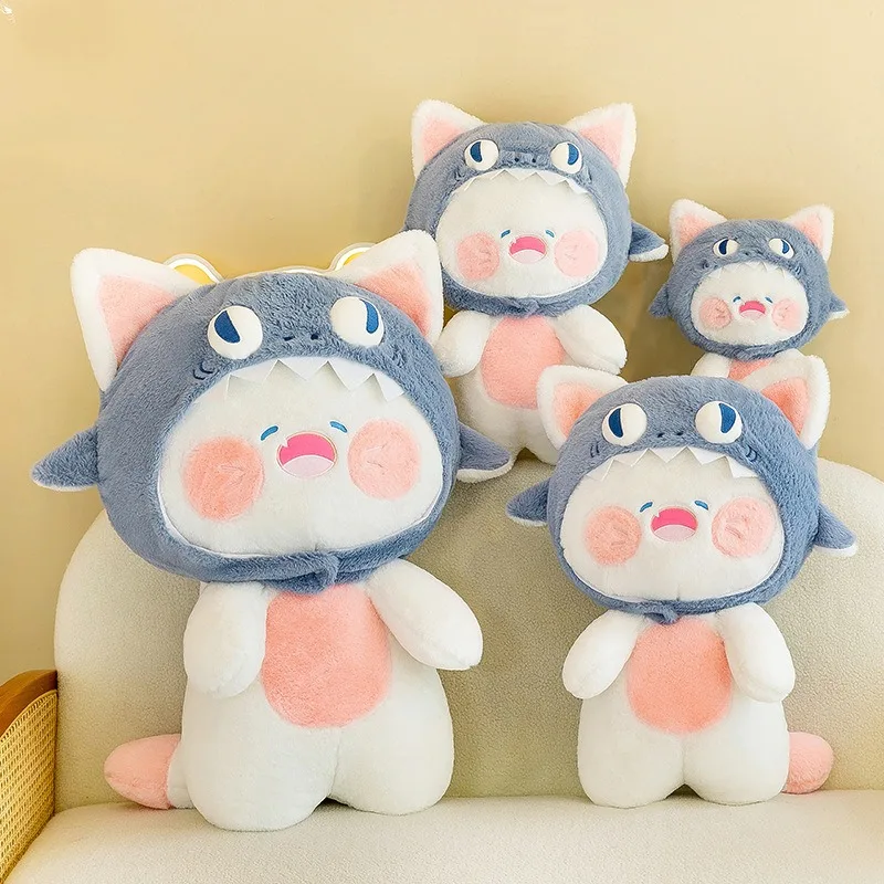 

Kawaii плюшевая игрушка милая акула кошка мягкая кукла подушка для детей подарок на день рождения мягкий приятный аниме стиль детский подарок идеально подходит для