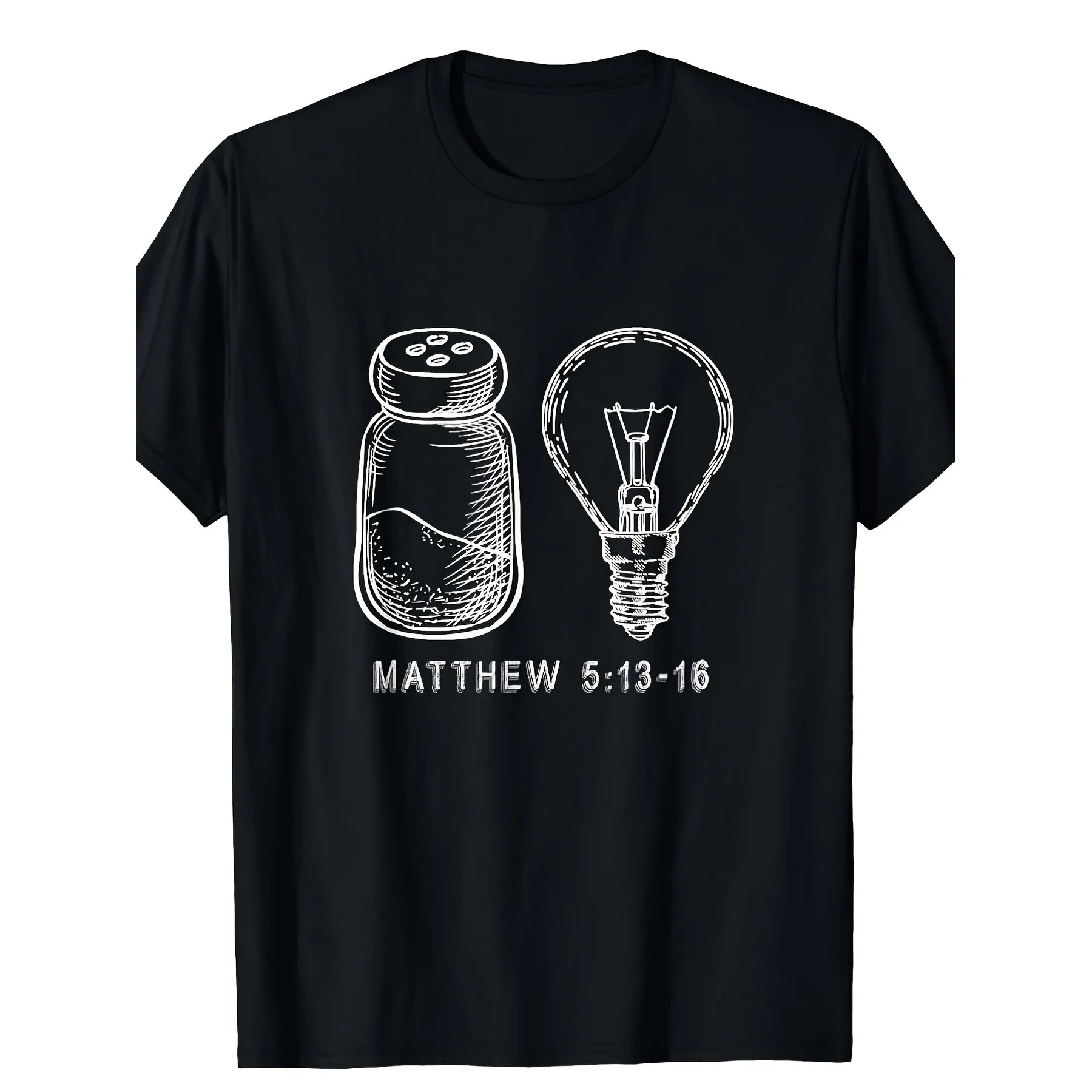 Salt and Light Bible Verse Graphic Tee Men Casual Round Neck Short Sleeve Cotton Shirt