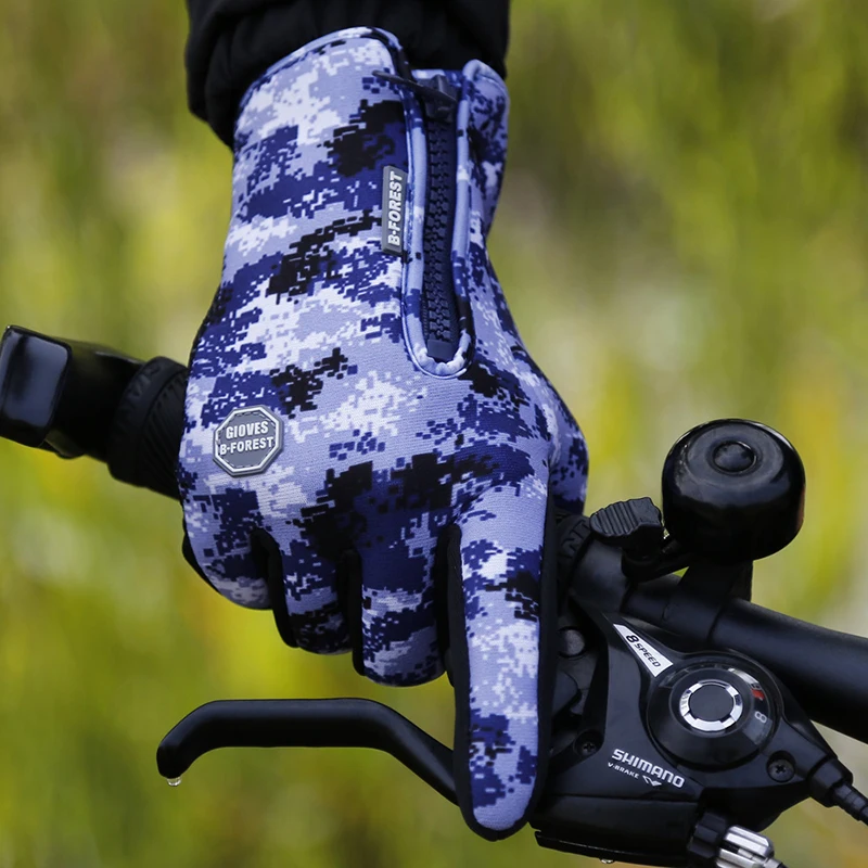 Guanti da ciclismo termici invernali mimetici guanti da bicicletta per moto da pesca con Touch Screen caldo guanto da bici da corsa per ciclo sportivo MTB