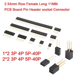 5Pcs-2Pcs 2.54mm Single Double Row Female Socket 1X5/6-40P 2X3/4-40P Long pins 11mm PCB Board Pin Header For Arduino
