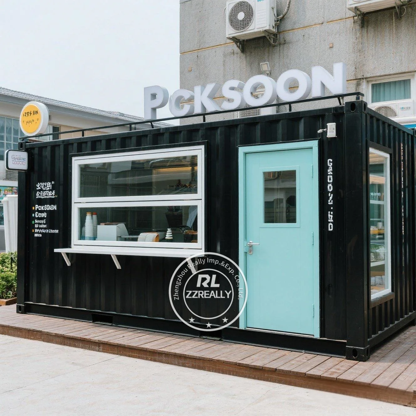 2025 Retro Container Coffee Restaurant Bar Cafe Kiosk  Mobile Container bar  for Hipster Street Food Markets