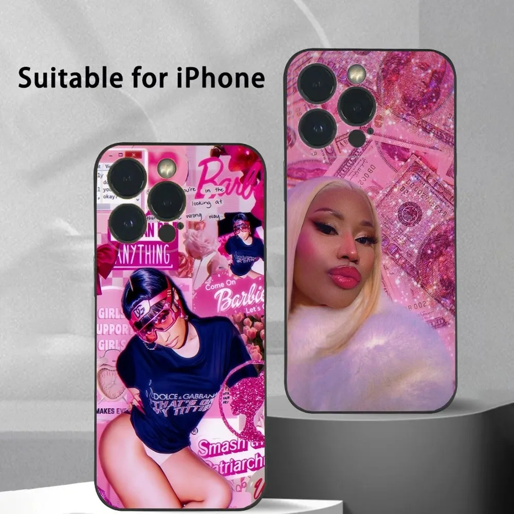 N-Nicki M-Minaj Rapper Phone Case For iPhone 16 15 14 13 12 11 Plus,Pro Max,XS,X,XR,SE,Mini,8,7 Soft Silicone Black Cover