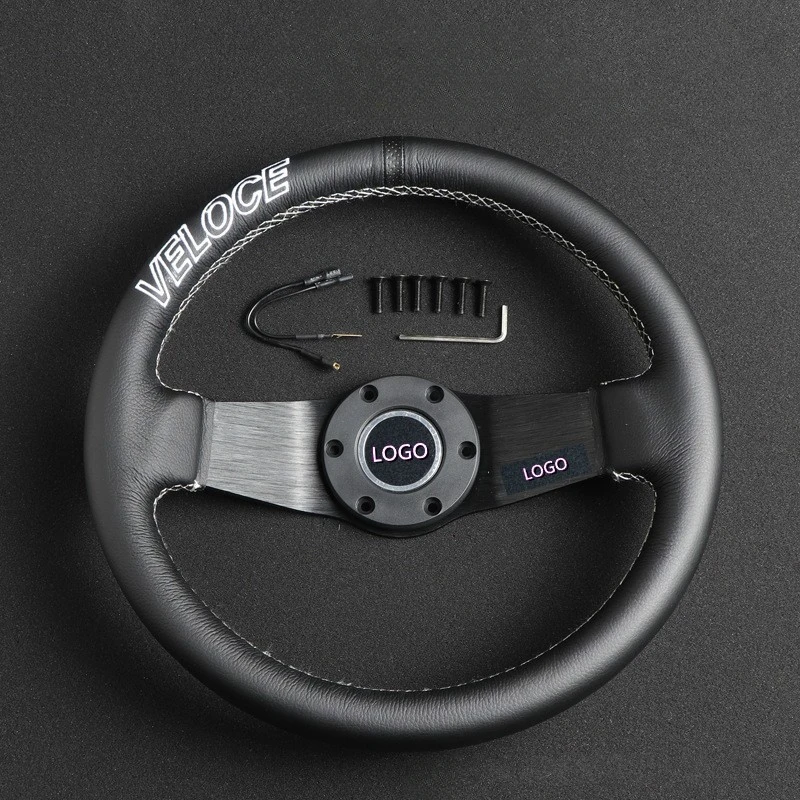 

Car Refitting 14 Inch Imitation Race Car Inner Diameter 330mm Leather Universal Steering Wheel