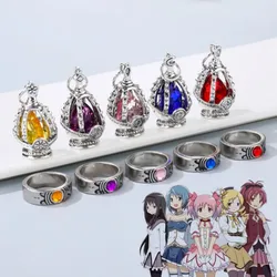 Anime Magic Girl Núcleo Espiritual Liga Pingente Cosplay Puella Magi Madoka Magica Soul Gem Crystal Necklace Acessório de Jóias