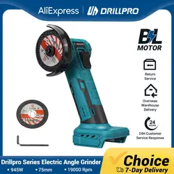 Drillpro 76MM Brushless Electric Angle Grinder Cordless Wood Ceramic Polishing Grinding Machine Power Tool For Makita Battery